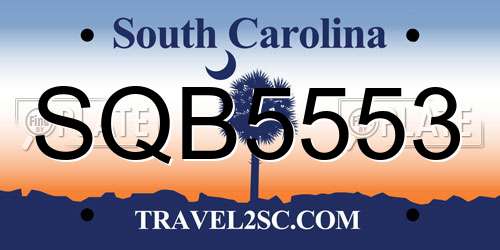SQB5553 South Carolina License Plate