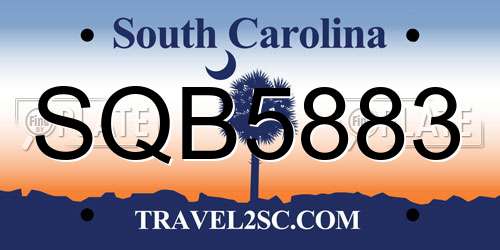 SQB5883 South Carolina License Plate