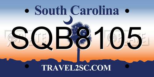 SQB8105 South Carolina License Plate
