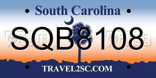 SQB8108 South Carolina License Plate