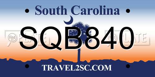 SQB840 South Carolina License Plate