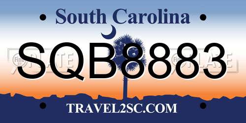 SQB8883 South Carolina License Plate