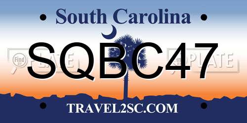 SQBC47 South Carolina License Plate