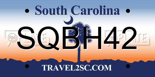 SQBH42 South Carolina License Plate