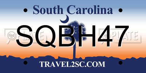 SQBH47 South Carolina License Plate