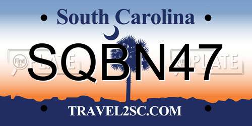SQBN47 South Carolina License Plate