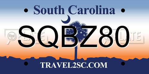 SQBZ80 South Carolina License Plate