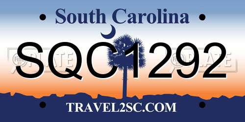 SQC1292 South Carolina License Plate