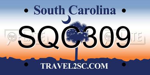 SQC309 South Carolina License Plate