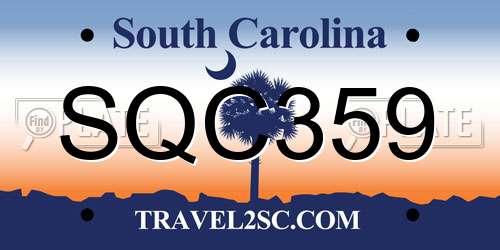 SQC359 South Carolina License Plate