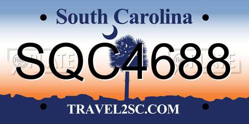 SQC4688 South Carolina License Plate