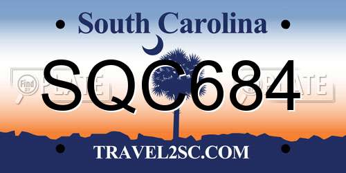SQC684 South Carolina License Plate
