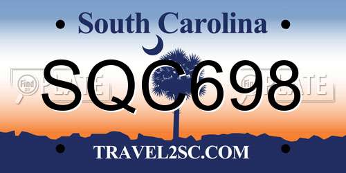 SQC698 South Carolina License Plate