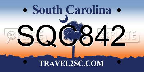 SQC842 South Carolina License Plate