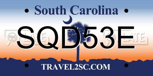 SQD53E South Carolina License Plate