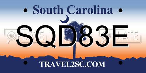 SQD83E South Carolina License Plate