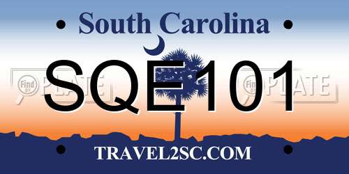 SQE101 South Carolina License Plate