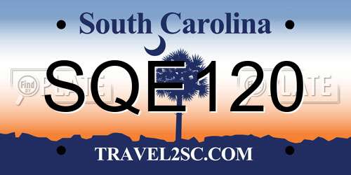 SQE120 South Carolina License Plate
