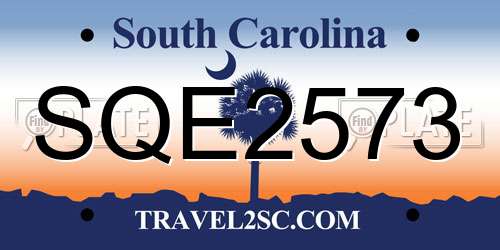 SQE2573 South Carolina License Plate
