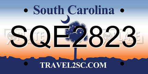 SQE2823 South Carolina License Plate