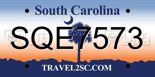 SQE7573 South Carolina License Plate