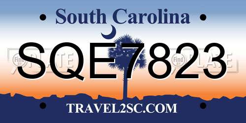 SQE7823 South Carolina License Plate