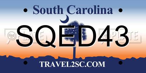 SQED43 South Carolina License Plate