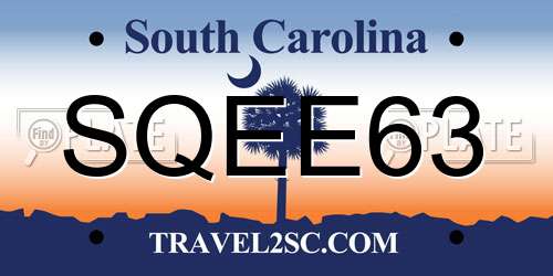 SQEE63 South Carolina License Plate