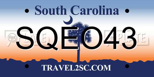 SQEO43 South Carolina License Plate