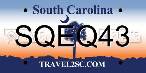 SQEQ43 South Carolina License Plate