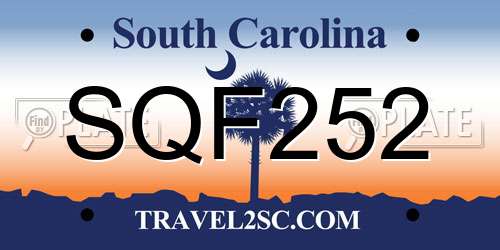 SQF252 South Carolina License Plate