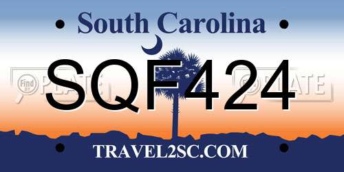 SQF424 South Carolina License Plate