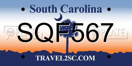 SQF567 South Carolina License Plate