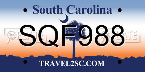 SQF988 South Carolina License Plate