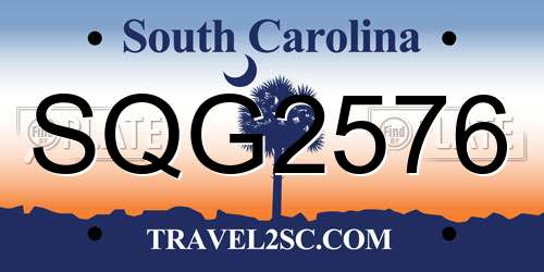 SQG2576 South Carolina License Plate