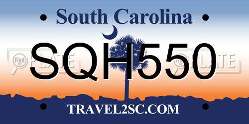 SQH550 South Carolina License Plate