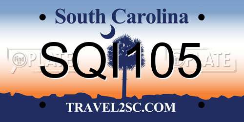 SQI105 South Carolina License Plate
