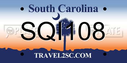 SQI108 South Carolina License Plate