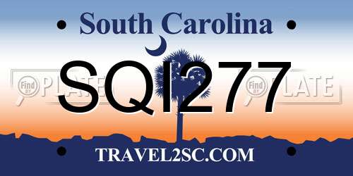 SQI277 South Carolina License Plate