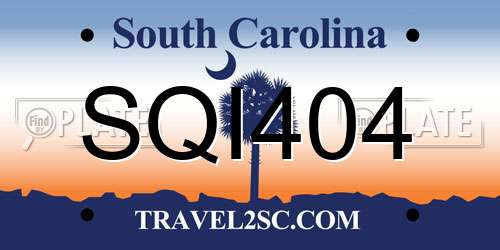 SQI404 South Carolina License Plate