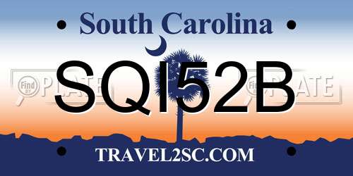 SQI52B South Carolina License Plate