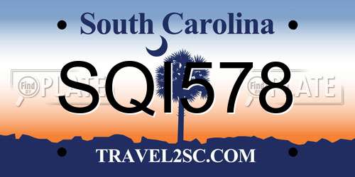 SQI578 South Carolina License Plate