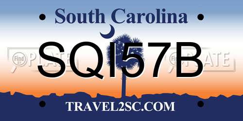 SQI57B South Carolina License Plate