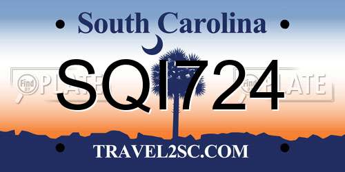SQI724 South Carolina License Plate