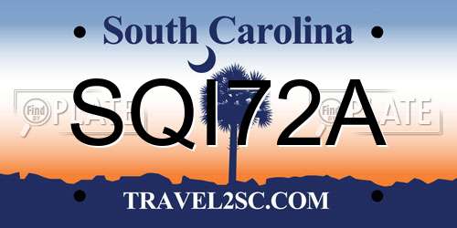 SQI72A South Carolina License Plate