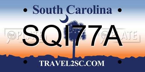 SQI77A South Carolina License Plate