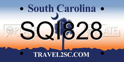 SQI828 South Carolina License Plate
