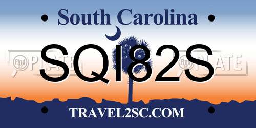 SQI82S South Carolina License Plate