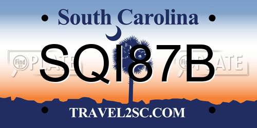 SQI87B South Carolina License Plate