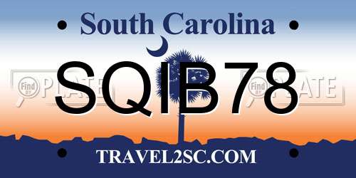 SQIB78 South Carolina License Plate